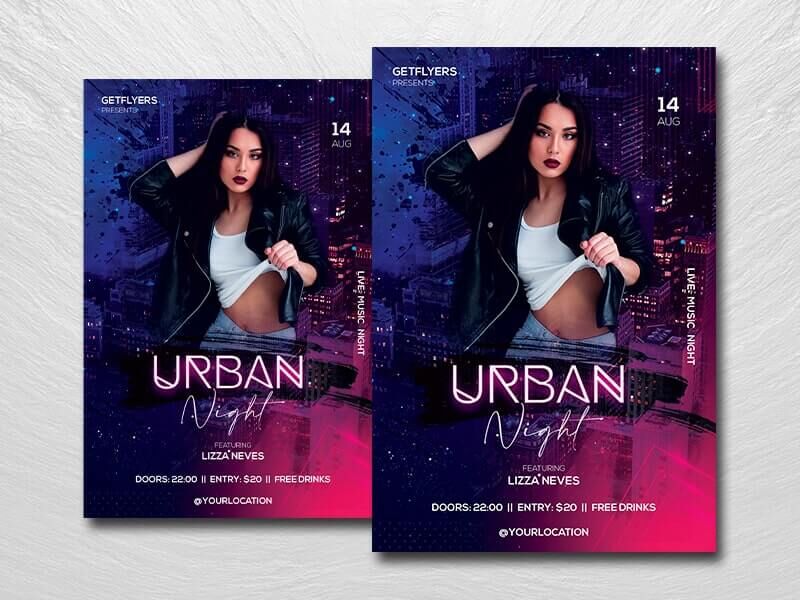 Modern Urban Night Club Party Flyer Template FREE PSD