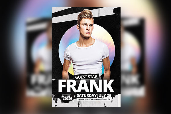 Music Event Flyer Template Featuring Colorful Circle in Black Theme FREE PSD