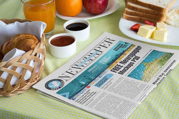 Newspaper Mockup on a Breakfast Table FREE PSD