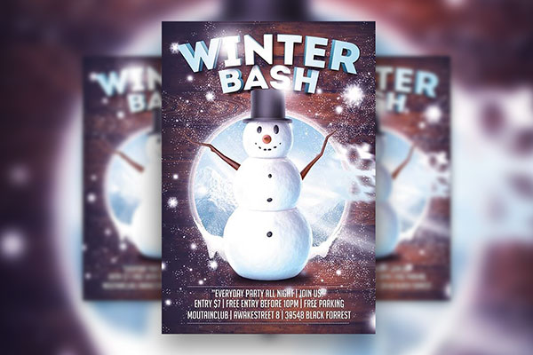 Nightclub Party Flyer Template with Winter Theme FREE PSD