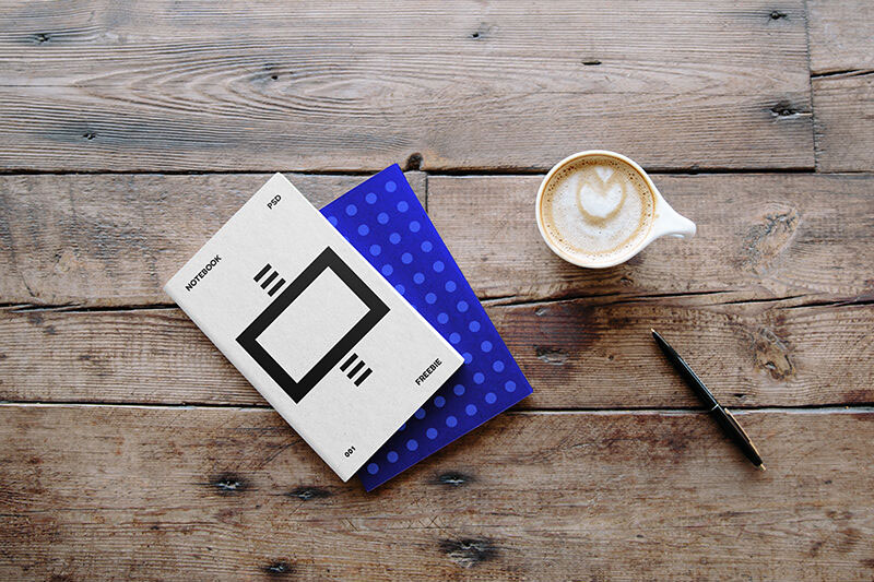 Notebook Mockup With A Cup Of Coffee And Pen FREE PSD