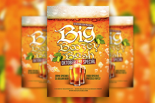 Oktoberfest Flyer Template Featuring Beer Pints FREE PSD