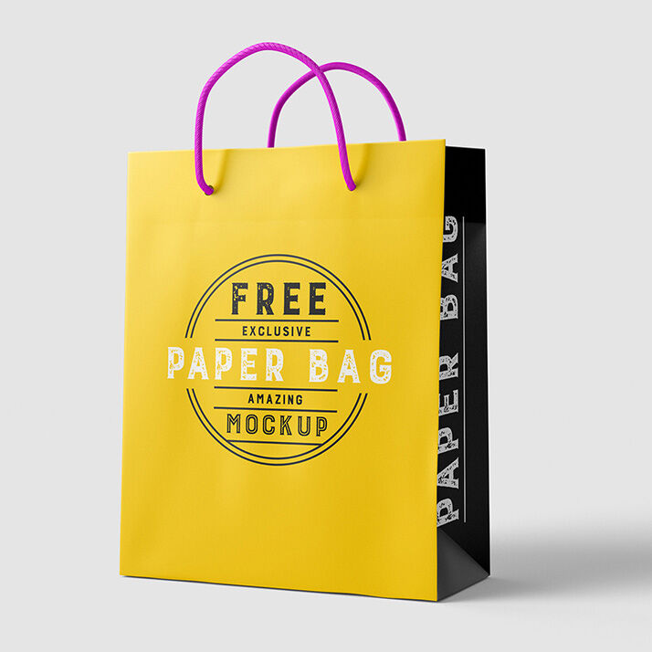 Paper Bag Mockup In Yellow Color FREE PSD