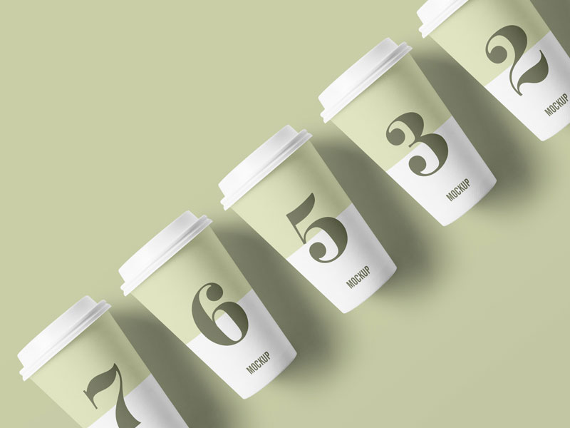 Paper Cups Mockup In Different Sizes And Colors FREE PSD