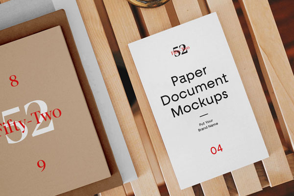 Paper Document Mockups from the Top View FREE PSD