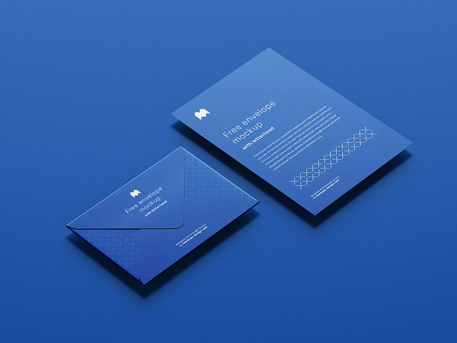 Paper Envelope On A Blue Background Mockup FREE PSD