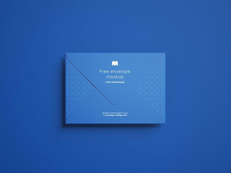 Paper Envelope On A Blue Background Mockup FREE PSD