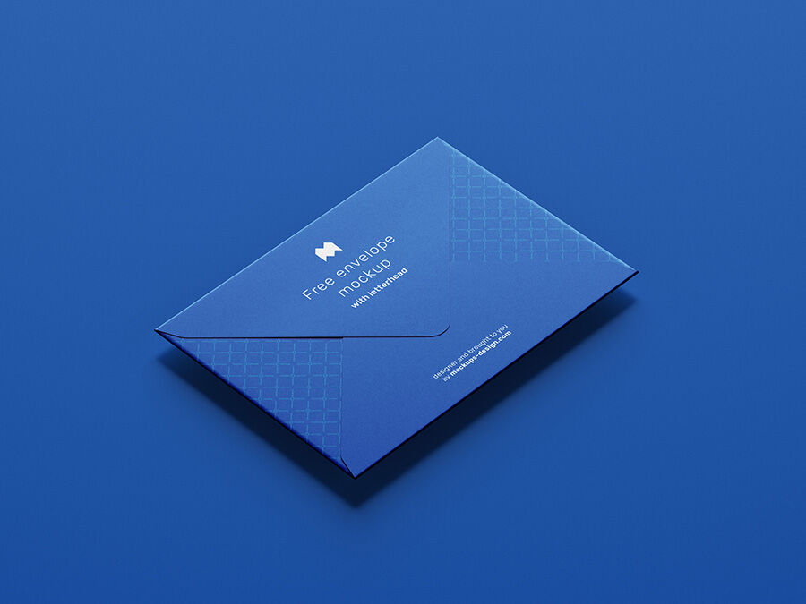 Paper Envelope On A Blue Background Mockup FREE PSD