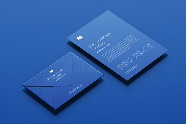 Paper Envelope On A Blue Background Mockup FREE PSD