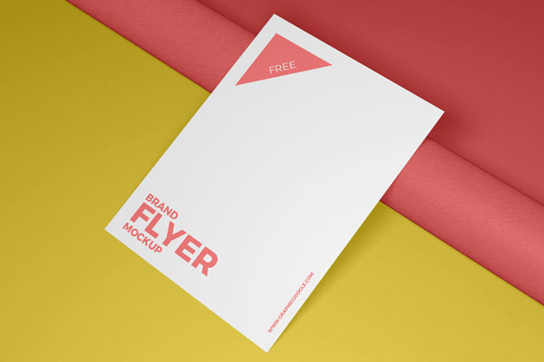 Perspective View Mockup Including a Flyer Leaning Against the Wall FREE PSD