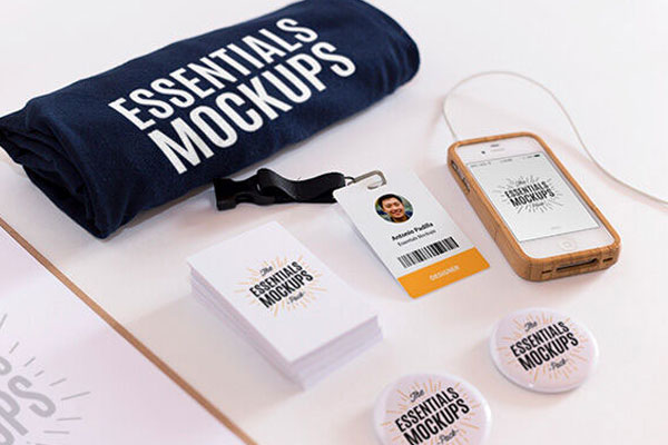 Perspective View of a Complete Set of Essentials Mockup FREE PSD
