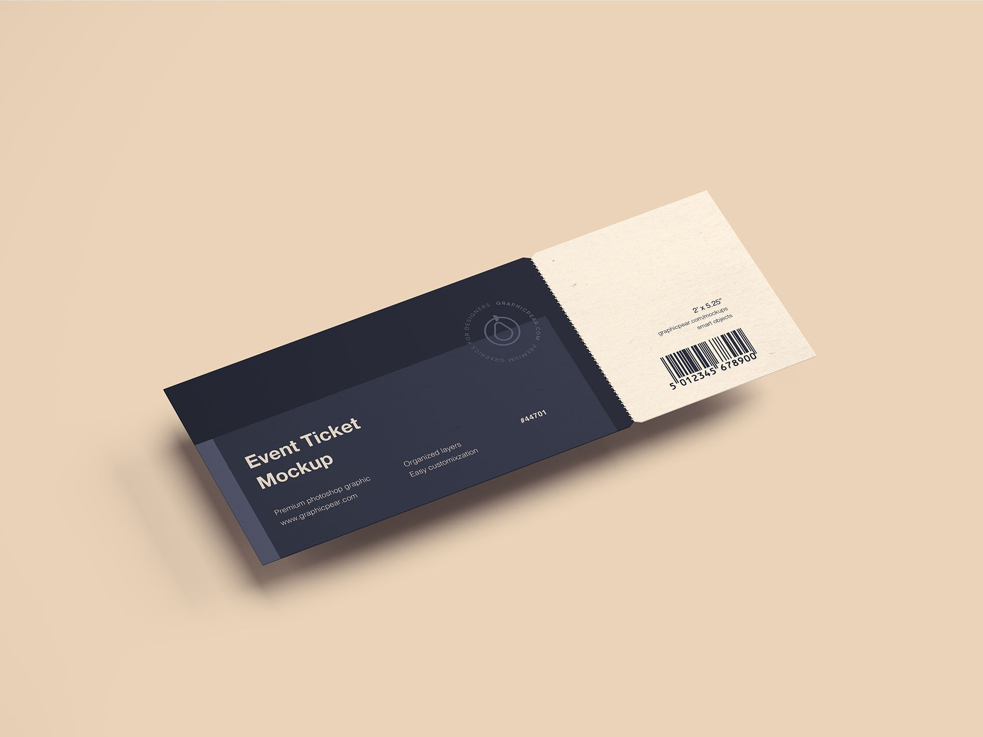Perspective View Simple Ticket Mockup FREE PSD