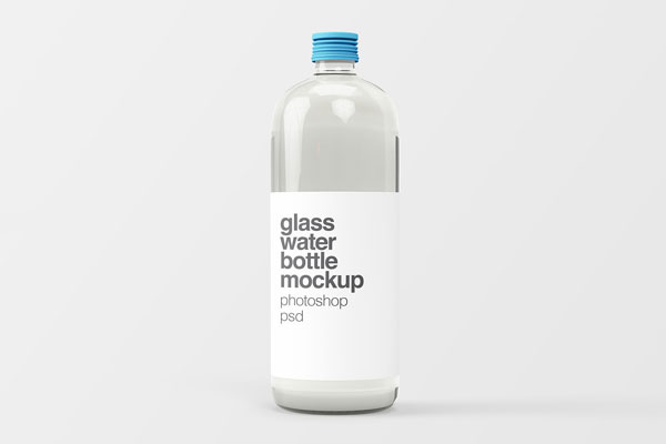 Photo-Realistic Glass Water Bottle Mockup FREE PSD