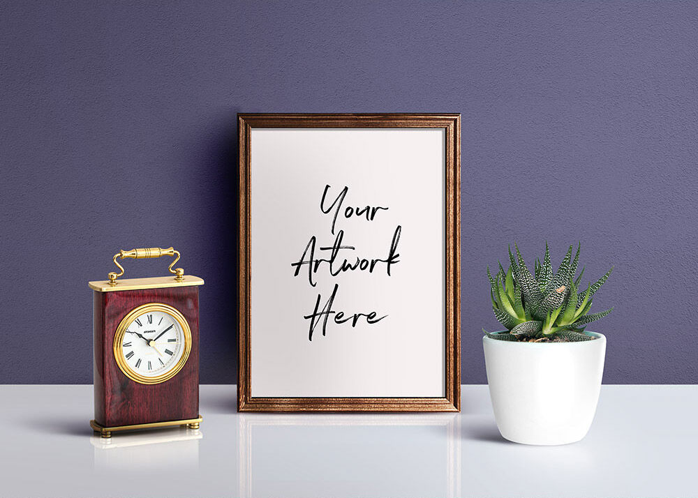 Picture Frame Mockup PSD on Realistic Scene FREE PSD