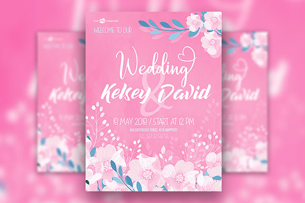 Floral Wedding Ceremony Flyer and Facebook Cover Templates (FREE ...