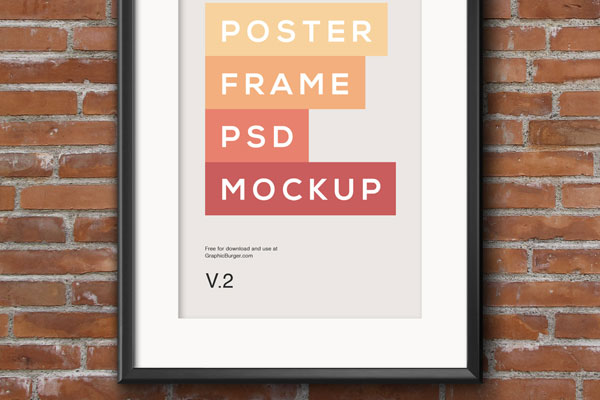 Poster Frame Psd Mockup On The Wall FREE PSD
