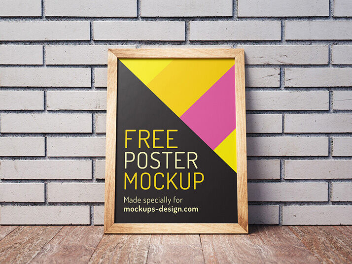 Poster Mockup Laid On A Wall FREE PSD