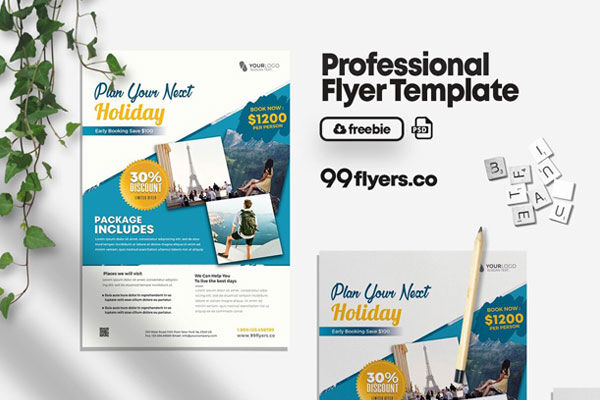Professional Travel Agency Flyer Template FREE PSD