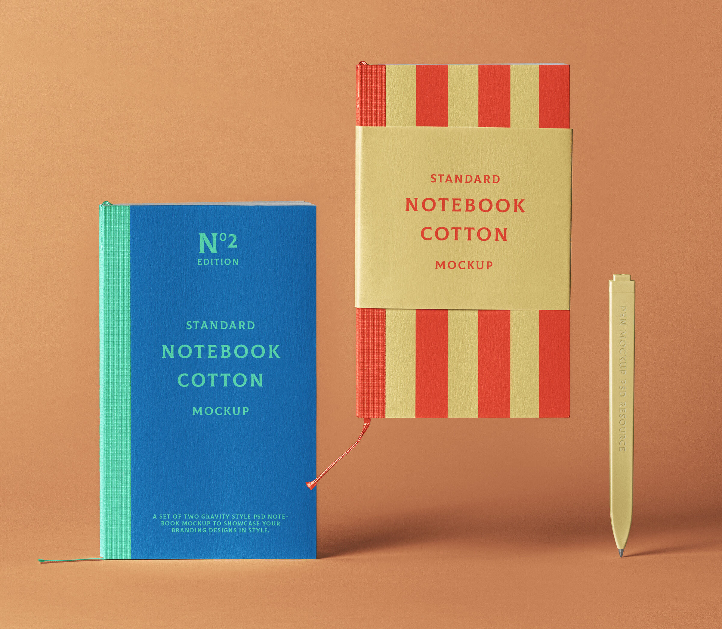 Free Notebook with Pen Mockup (PSD)