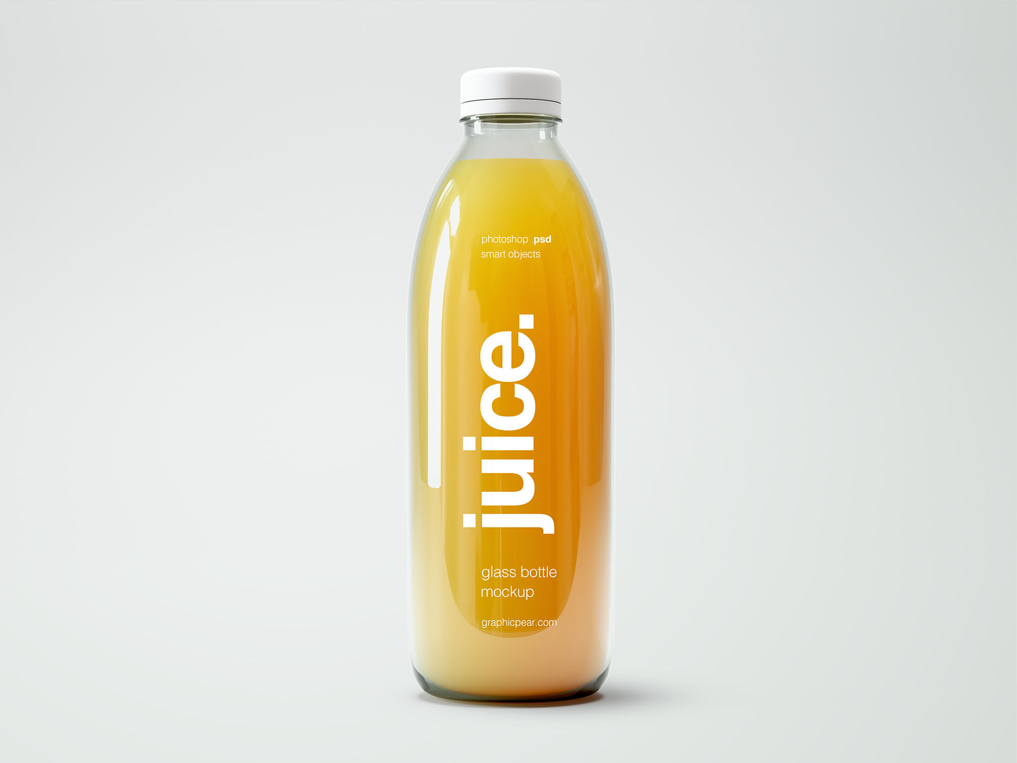 Clear Glass Bottle with Orange Juice Mockup - Free Download Images