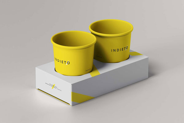 Rectangular Paper Cup Holder Carrying Two Coffee Cups FREE PSD