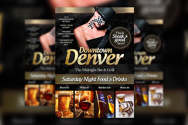 Restaurant Flyer Template with Black Theme FREE PSD
