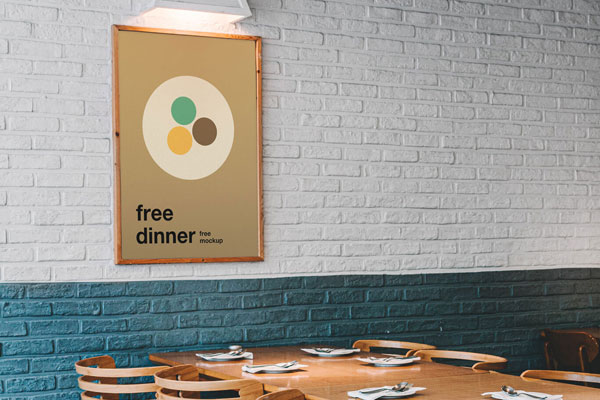 Restaurant Indoor Poster Mockup FREE PSD