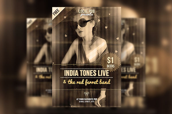 Retro Bar Flyer Template FREE PSD