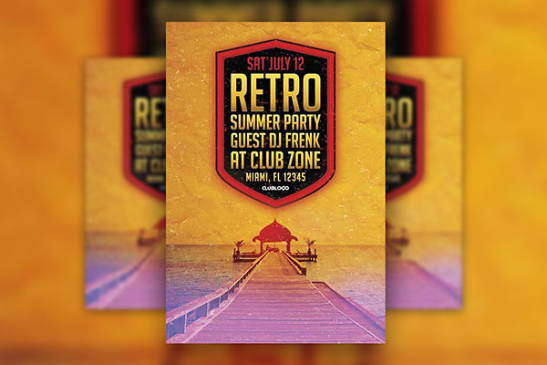 Retro Summer, Beach Party\ Events Flyer Template FREE PSD