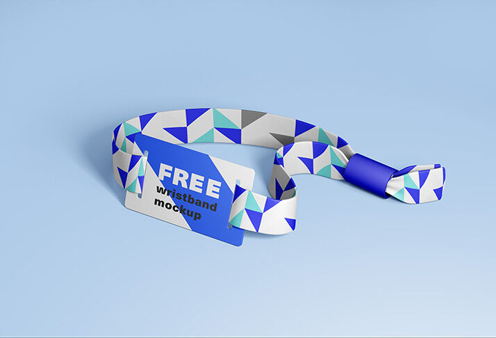 Rfid Wristband Mockup In Blue And White Color FREE PSD