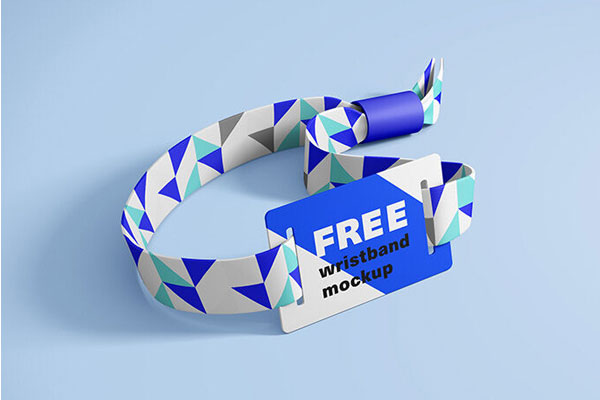 Rfid Wristband Mockup In Blue And White Color FREE PSD