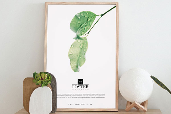 Room Interior Poster Mockup With A Wooden Frame FREE PSD