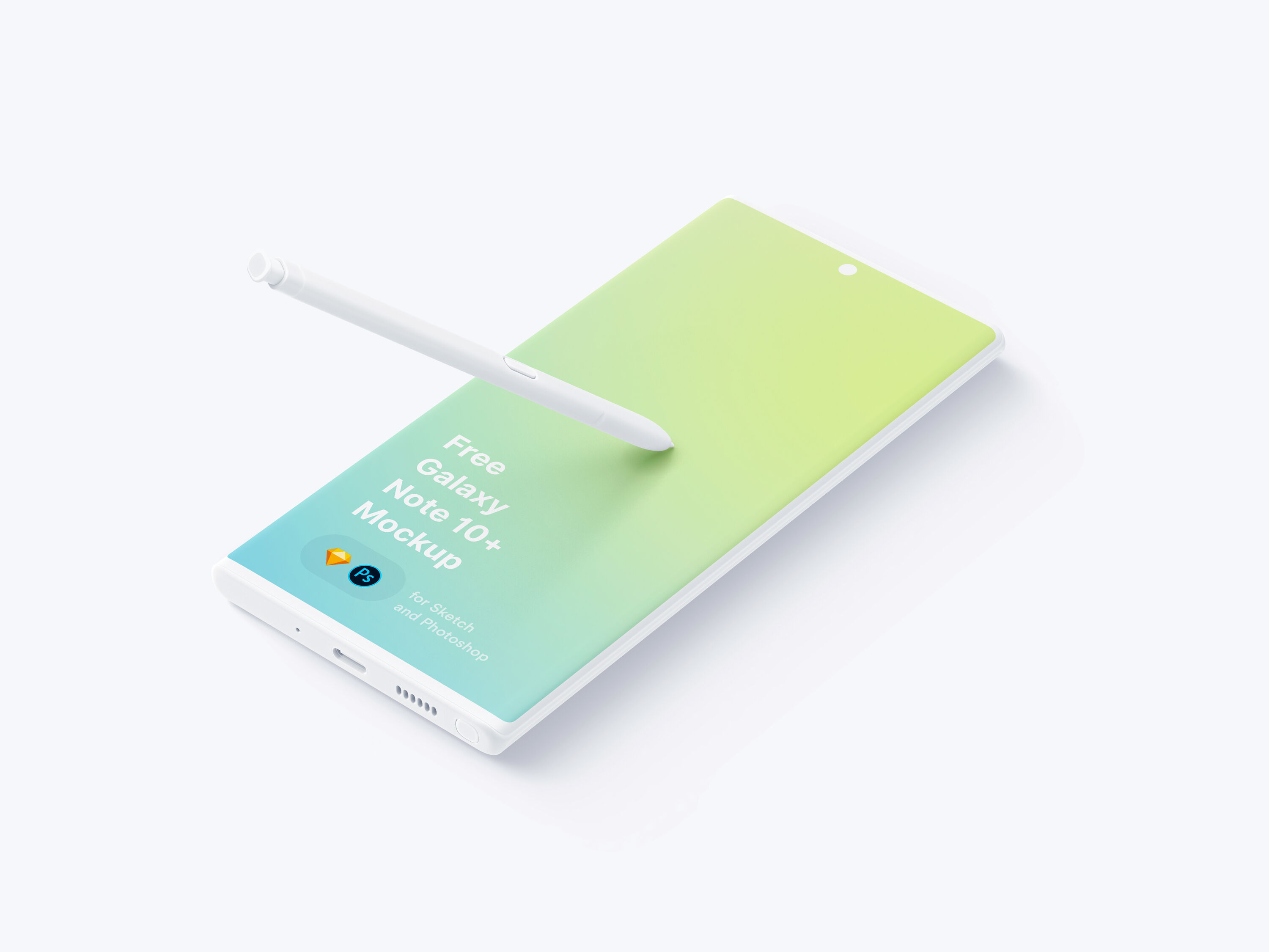 Samsung Galaxy Note 10 Plus with its Pen Mockup FREE PSD