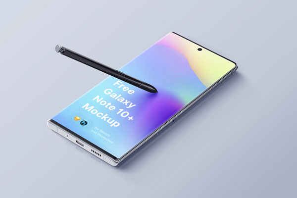 Samsung Galaxy Note 10 Plus with its Pen Mockup FREE PSD