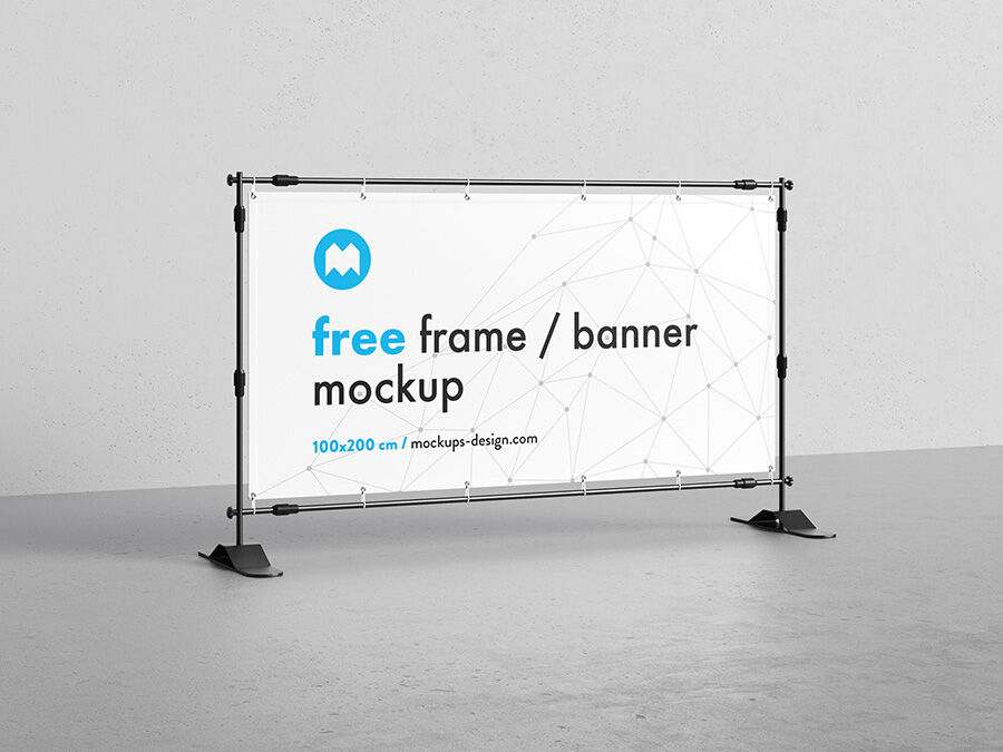 Simple Banner Frame Stand white background Mockup FREE PSD