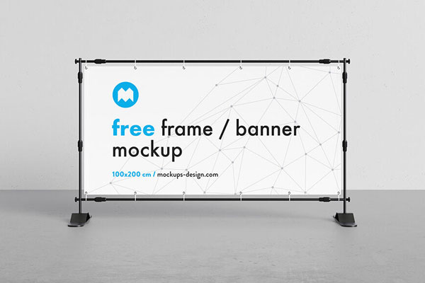Simple Banner Frame Stand white background Mockup FREE PSD