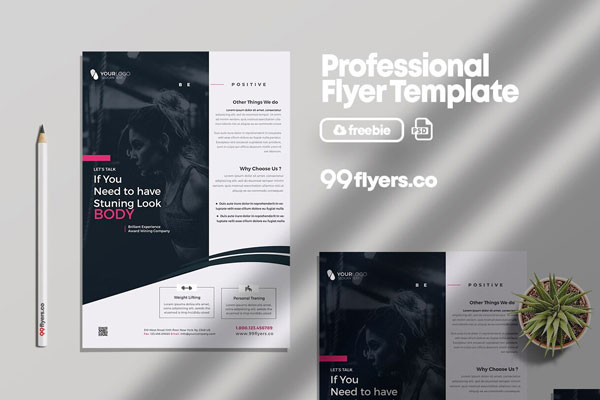 Simple Gym Fitness Flyer Template FREE PSD
