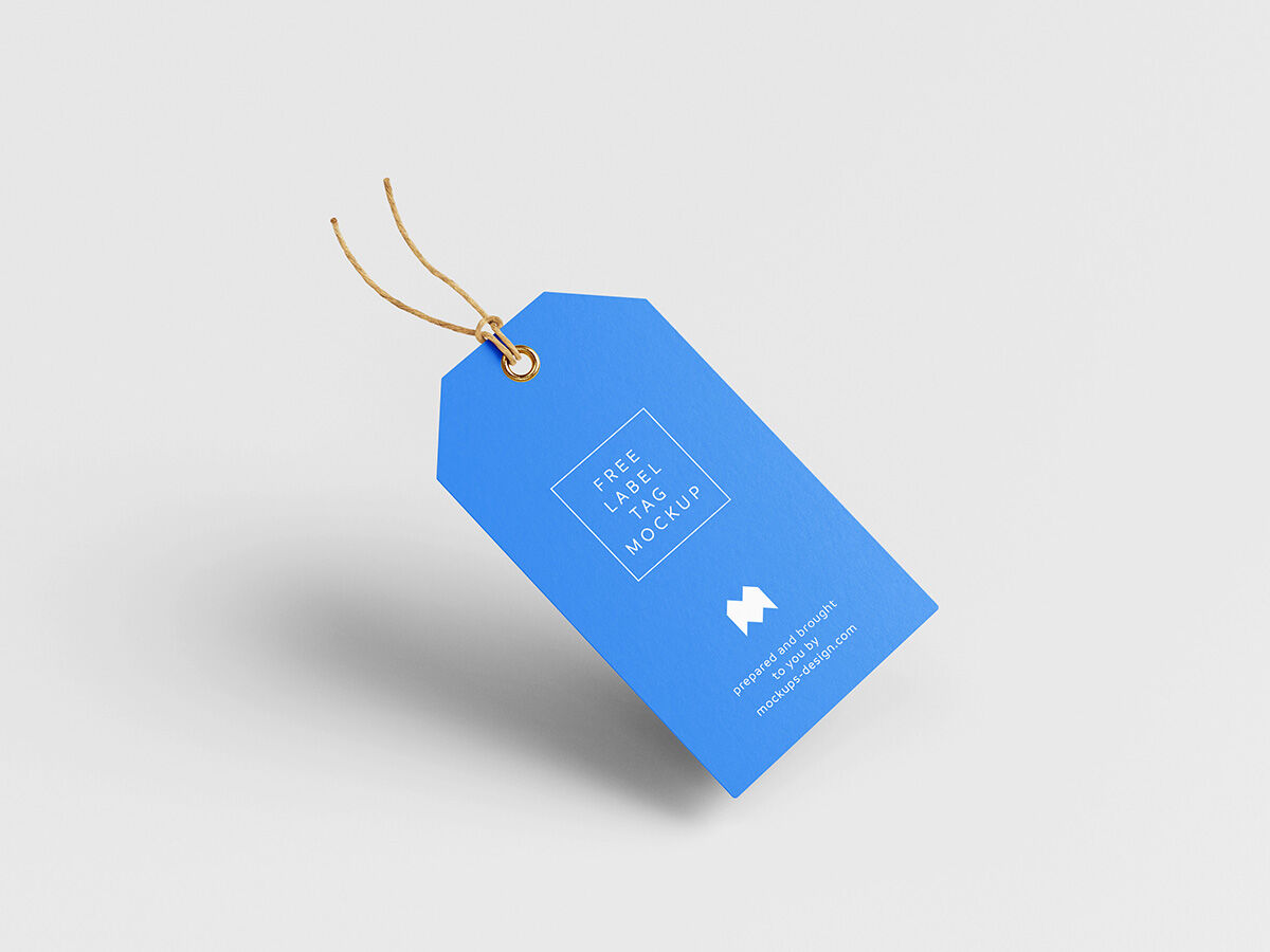 Simple Label Tag Mockup In Blue Color FREE PSD