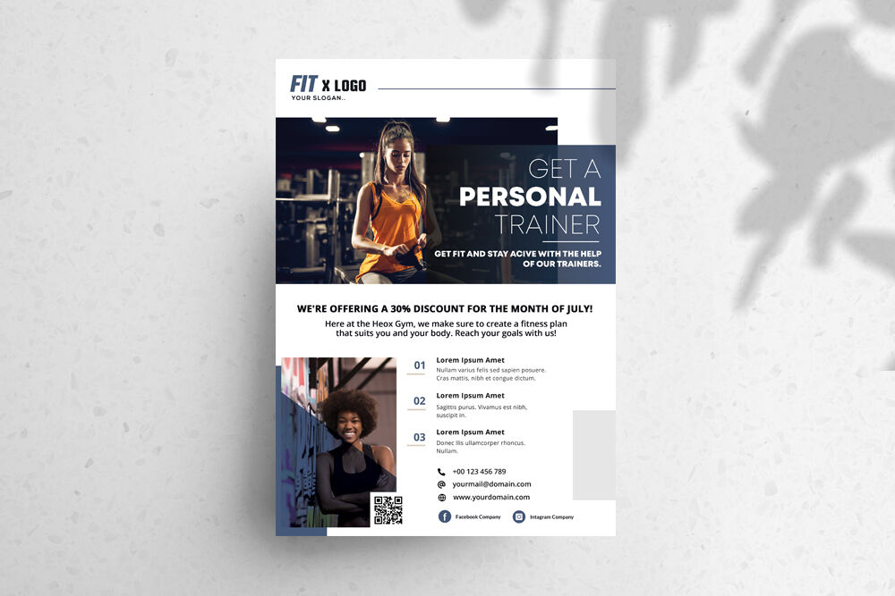 Clean Professional Personal Trainer Flyer and Facebook Cover