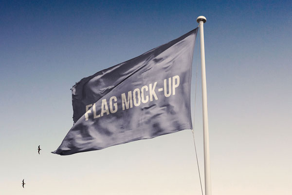 Front Sight of Fabric Flag Mockup in Sky (FREE) - Resource Boy