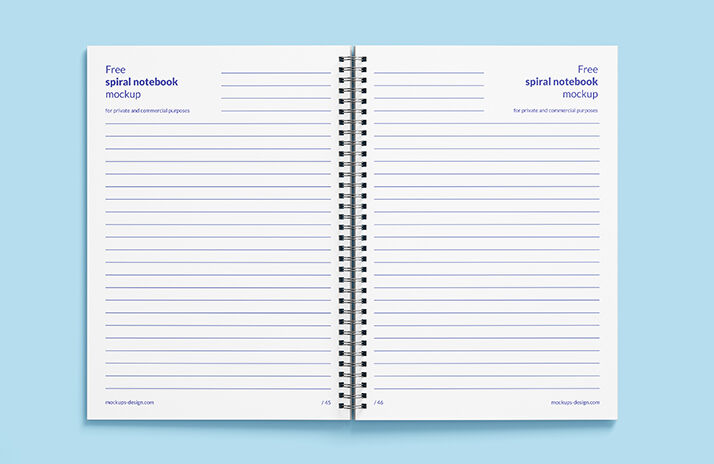 Simple Spiral Notebook Cover and Page Layout Mockup FREE PSD