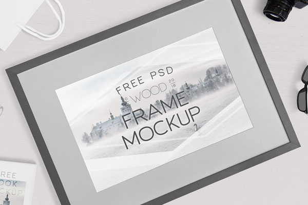 Simplistic Photography Frame on a Table Mockup FREE PSD