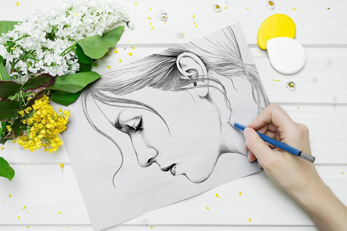 Sketching Paper With Floral Background Mockup FREE PSD