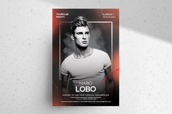 Smokey Black and White Music Event Flyer Template FREE PSD
