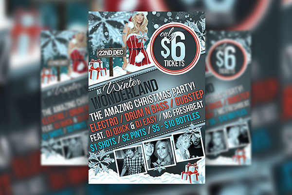 Snowy Winter Christmas Party Flyer Template FREE PSD
