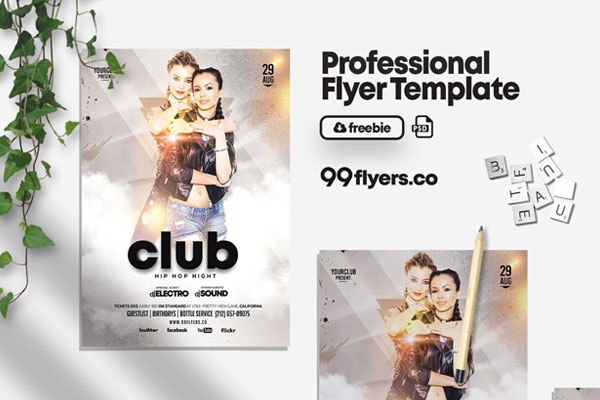 Sparkle White Party Night Flyer Template FREE PSD