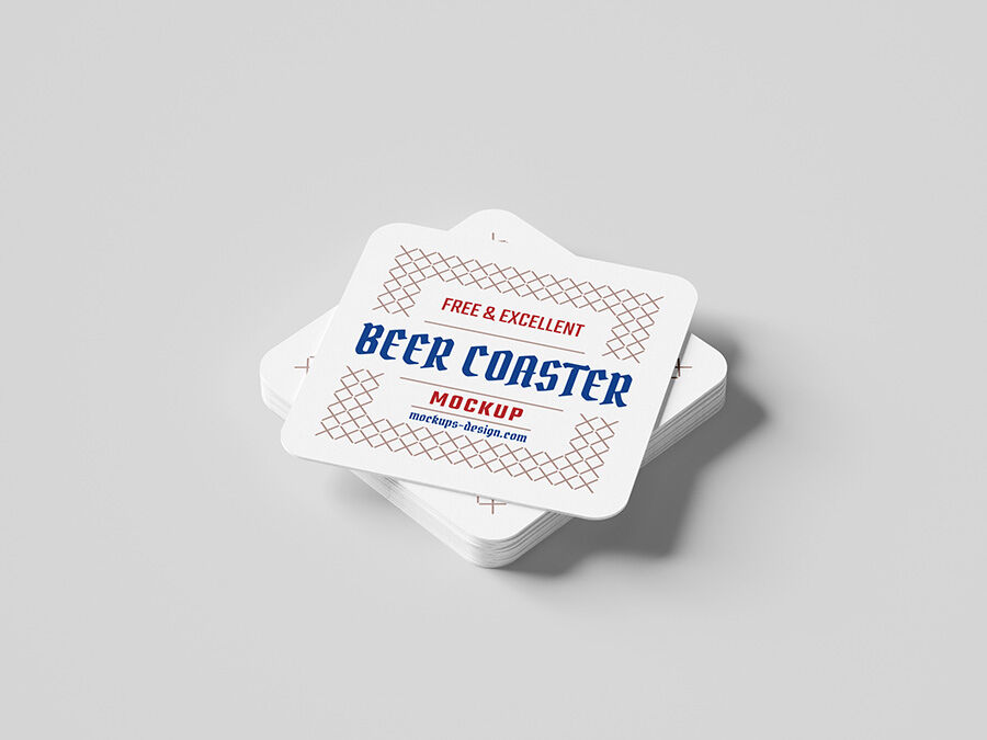 Square Beer Coaster in a Plain Background Mockup FREE PSD