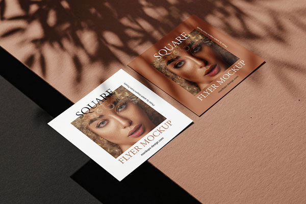 Square Flyers Mockup With Strong Shadows FREE PSD