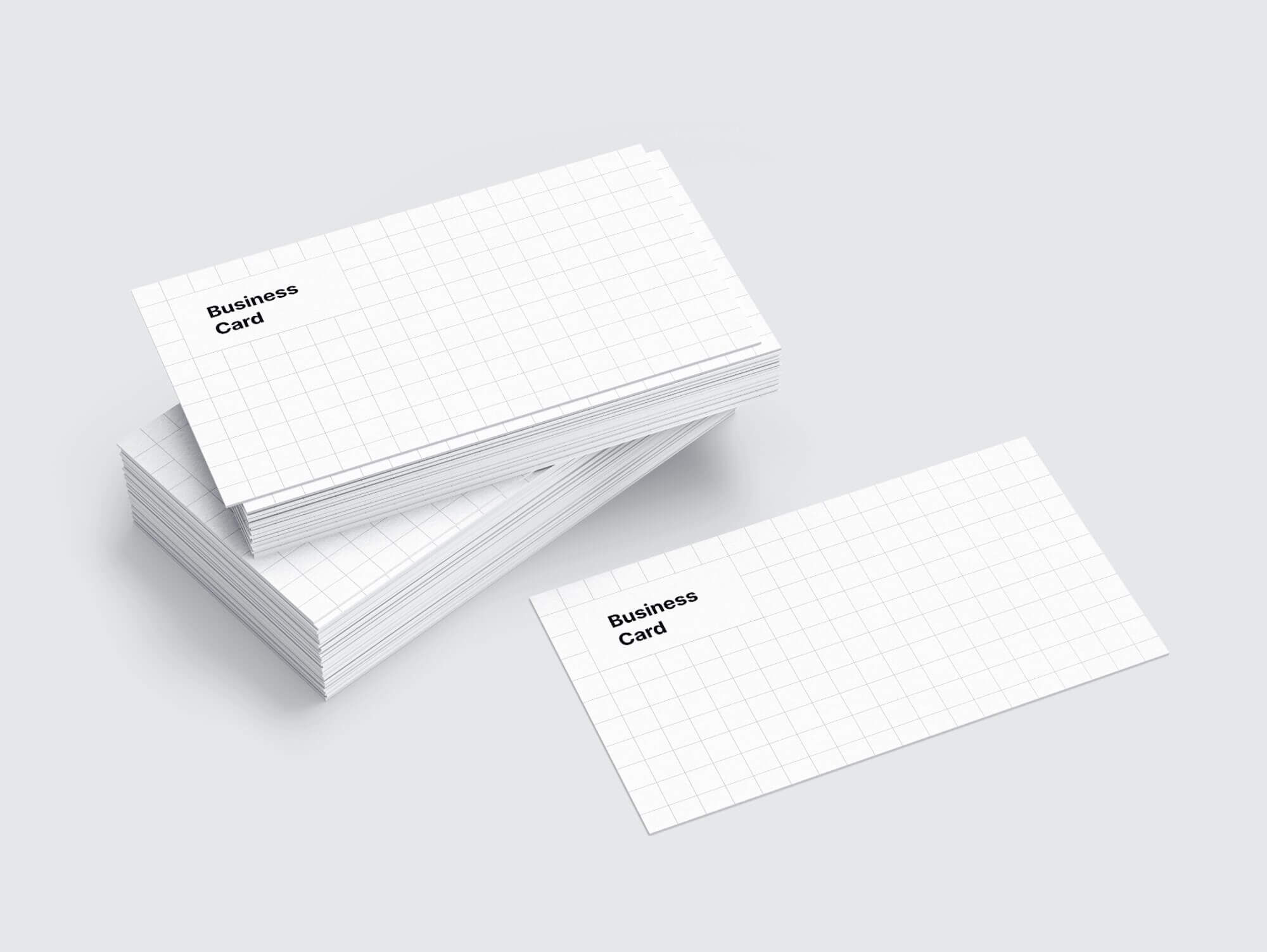 Stacked Business Cards beside Single Card Mockup FREE PSD