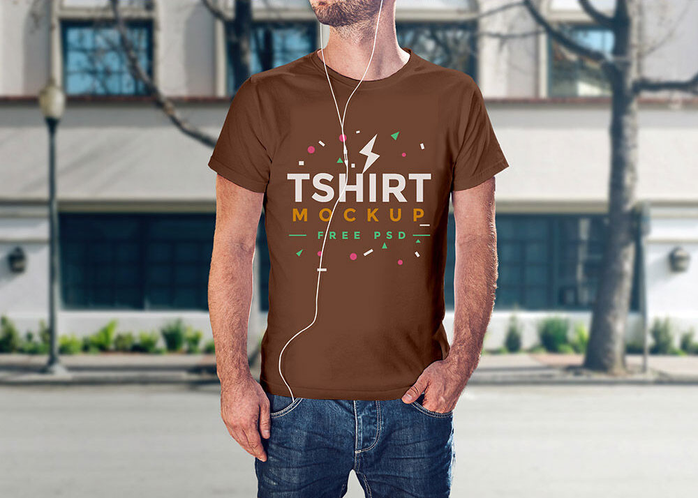 Standing Adult Man T-shirt Mockup FREE PSD